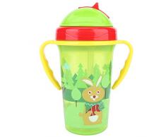300 ml Tazza di paglia per bambini Tazza per allenatore portatile per bambini Tazza antiscivolo per acqua a tenuta stagna Tazza da apprendimento con impugnatura doppia per neonato(verde)