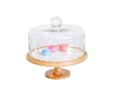 Alzata dei dolci Supporto per torta multi-funzionale con cupola torta in vetro, vassoio per serving in legno, supporto torta per torta riutilizzabile, ciotola per insalata, piatto, ciotola per punch,