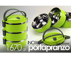 Porta pranzo portavivande da campeggio picnic lavoro, 3 vaschette inox con manico