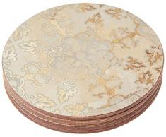 Creative Tops - Set di 4 sottobicchieri con retro in sughero, motivo stampato Impressioni dorate, rotondo/grigio, 12 cm