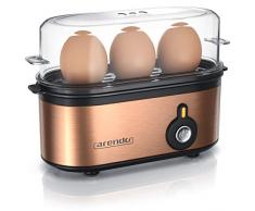 arendo - Cuociuova Cuoci Uova Compatto a 3 posti - ON off - Cottura Selezionabile - 210 W - 1-3 Uova - Piedini in Gomma Antiscivolo - Senza BPA - Rame