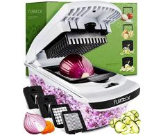 Affetta Verdure Taglia Verdure 4 in 1 con Contenitore - Tagliaverdure Manuale Spiralizzatore Julienne Cubetti Zucchine Spaghetti - Professionale Affetta Verdure Manuale Taglia Patate Frutta