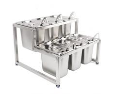 Porta Marmellata Porta Condimenti In Acciaio Inox Lucido Antiruggine Angoli Arrotondati Per Ristoranti (Tipo 6 6x1.6L Pot)