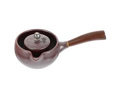 BESTonZON Teiera in ceramica giapponese Kyusu Tokoname stile teiera cinese Kungfu Teiera Teiera Teiera Teiera Teiera Servizio con manico in legno per gli amanti del tè rosso