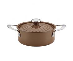 Rachael Ray Cucina Coperchio in Porcellana Smaltata Antiaderente Coperto casseruola Rotonda, 2.5-Quart, Alluminio, Mushroom Brown, 2.5-QT, Round