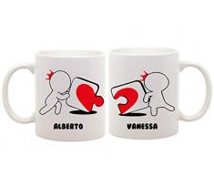 t-shirteria Coppia di Tazze Amore - Personalizzabili con Il [Nome] - Idea Regalo per l Innamorato - San Valentino - Una Personalizzazione Unica per la Coppia