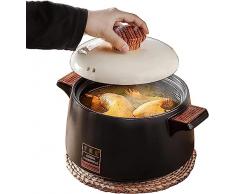 Pentola Giapponese in Terracotta Pentola per Zuppa in Ceramica Pentola di Terracotta con Impugnatura Antiscottatura per Cucinare Stufati, Zuppe, Riso