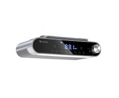 AUNA KR-130 - Radio da Cucina Sottopensile, FM-PLL, Bluetooth 4.1, 40 Spazi Memoria per Canali, Illuminazione LED, Display Touch Idrofugo, Doppio Allarme, Argento