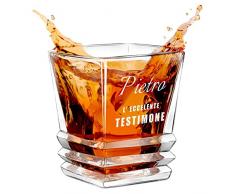 Maverton Bicchiere da whisky in vetro 280 ml - incisione personalizzata - bicchiere whisky - bicchiere di cristallo per uomo - per compleanno - per festa del papà - per Lui - Testimone