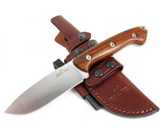 JEO-TEC Nº31 Coltello da Caccia, Sopravvivenza, Campeggio - Lama in acciaio inox MOVA-58 - Custodia in pelle multi-posizionale - Fatto a mano in Spagna