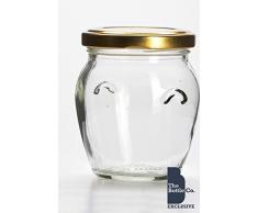 Bottle Company Vasetto in vetro con coperchio dorato, capacità 212 ml circa, 12 pezzi, ideale per marmellate, salse, conserve, sottaceti, candele, caramelle, miele, bomboniere