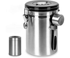 Shayson Barattolo caffè Ermetico,Contenitore in Acciaio Inox-Barattolo caffè Coffee Vault per Conservare Il caffè Fresco in Chicchi o Macinato 22.8OZ-Cucchiaio Dosatore Incluso