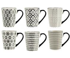 Confezione 6 mug vhera in stoneware decoro assortito cc 350