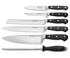 WÜSTHOF Set di Coltelli da 6, Classic (1120160602), Set Coltelli Professionale Incl. 5 Coltelli Cuoco con Lama Affilata da 10 A 23 cm e 1 Acciaino