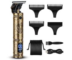 Tagliatrice Capelli Trimmer, Barbiere Barba Elettrica Trimmer e Precisione Impermeabile con 3 Pettini, T-Blade 0mm Rasoio per Capellie Uomo con Display a LED