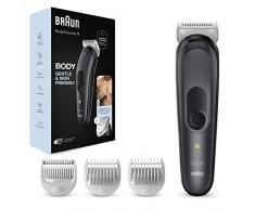 Braun Body Groomer 3 Rasoio Elettrico Corpo Uomo, Depilazione Uomo, Accessori Inclusi, Lama in Metallo, Ideale per Aree Sensibili, Gambe, Petto e Ascelle, Idea Regalo, BG3350 Nero e Grigio