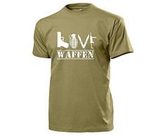 Love armi Arma amante FETISH pistole Granate Messer Coltello da combattimento MP macchina psitole Love War Peace Amore Army Militare Armi Hand Grenade – T shirt # 14612 sabbia Large