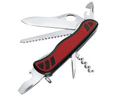 Victorinox, Forester M Grip, coltellino svizzero (10 funzioni, impugnatura impeccabile, seghetto, colore nero/) rosso
