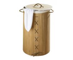 WENKO 17753100 Cesto portabiancheria Bamboo Natural - con sacco per la biancheria sporca, 55 L, Bambù, 35 x 60 x 35 cm, Marrone