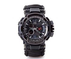 YaGFeng Coltello da Sopravvivenza Multifunzionale da Esterno Fibbia Bussola Cavo da Ombrello Bracciale Impermeabile Militare Fan 3S Orologio da Uomo Sopravvivenza Militare da Esterno,C