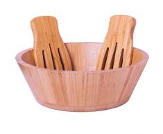 Grande ciotola in bambù – ciotola di frutta insalatiera 30 cm con insalatiere – ciotola di frutta in legno – insalatiera in legno e server – grande ciotola in legno fatta a mano con 2 mani per
