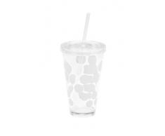 ZAK Designs 1358-5720 - Bicchiere con cannuccia integrata, 48 cl, colore: Bianco
