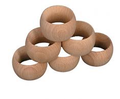 Portatovaglioli, legatovaglioli, per decoupage, set da 6 pezzi in legno