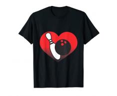 I Love Bowling Pin Ciotola Cuore Grafica Maglietta