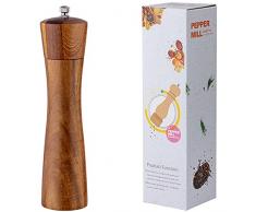 Macina Pepe Spezie,Manuale Macinapepe,Macina in Ceramica Manuale,Macinapepe in Legno,Macinino Regolabile in Ceramica,Macinaspezie in Legno,Smerigliatrice per Varie Spezie di Alta Qualità(8 Inch)