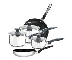 Prestige Inspire - Set di pentole in Acciaio Inox, 5 Pezzi, Colore: Argento/Nero.