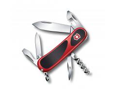 Victorinox, coltellino svizzero Evolution 10 (13 funzioni, cavatappi, pinzette), rosso/nero