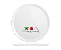 Bormioli Rocco 844768 Pomodoro Set Piatti Pizza, Vetro Opale, Bianco, 33,5 Cm