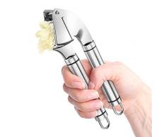 Pressa Aglio, Pressa Aglio Inossidabile frantoio dellaglio Crusher Squeezers Spremiaglio Acciaio Inox,Garlic Pres (Argento)