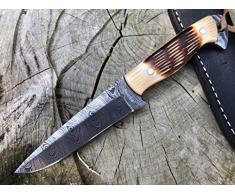 Coltello da Caccia Perkin Damasco con Coltello Sharpcraft a Lama Fodera SK100