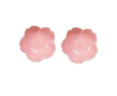2 Pezzi Mini Ciotole da Dessert, Mini Ciotole per Salse Floreali, Ciotole per Snack, Ciotole in Ceramica, Ciotole per Salse, per Antipasti, Ketchup, Semi di Soia, Sushi, Salsa di Soia, Aceto (Rosa)