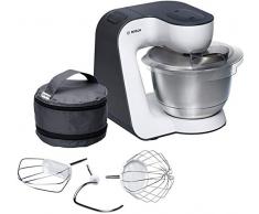 Bosch MUM5 Impastatrice Planetaria - Robot da Cucina Multifunzione, 900 W, 7 Velocità, Ciotola in Acciaio Inox da 3,9 l, Gancio Impasti Duri, Frusta Impasti Morbidi e Frusta per Montare