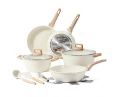 CAROTE Batteria di Pentole Antiaderenti 12 Pezzi,Padella 28cm,24cm, Pentole Casseruola 24cm,28cm con Coperchi, Wok 28cm,Set padelle induzione Per tutti i piani cottura