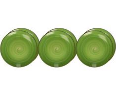 Villa d'Este Home Tivoli Baita Set Piatti Frutta, Gres Smaltato Dipinto a Mano, Verde, 6 Pezzi