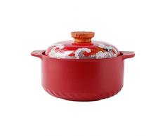 Stile Cinese Casseruola Con Coperchio, Classico Gres Pentola Casseruola Pentola Di Argilla Forno Olandese, Ceramica Pentole Per Casa Cena-rosso-4.5 Litri