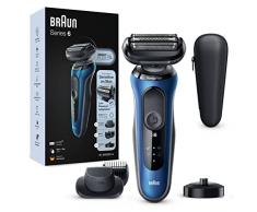 Braun Series 6 Rasoio Elettrico Barba, Regolabarba Uomo EasyClick, Base Di Ricarica, SensoFlex, Wet&Dry, Ricaricabile, Custodia da Viaggio, Rasoio A Lamina Senza Fili, 61-B4500cs Blu