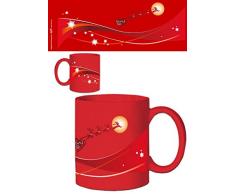 1art1 Natale - Babbo Natale E La Sua Slitta di Renne sopra La Luna Tazza da caffè Mug (9 x 8cm)