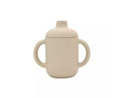 Tazza con beccuccio in Silicone 120ml [Beige], Tazza con Manici per Bambini, per Latte, Bibite, Colazione, Tazza Apprendimento per Bimbo e Bimba