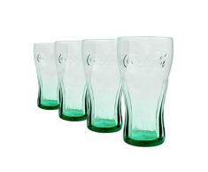 Coca Cola, bicchieri verdi da 460 ml, set da 4, bicchieri Coke