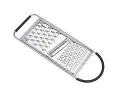 AmazonCommercial - Grattugia piatta per formaggio, in acciaio inox, con base e manico antiscivolo, Nero