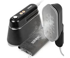 Duronic HS90 BK Ferro da Stiro 2 in 1 | Ferro da Stiro Verticale 1200 W | Impugnatura Pieghevole | Serbatoio 90 ml | Mini-Ferro da Stiro da Viaggio | Misurino, Custodia e Base Inclusi
