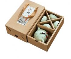 Set da tè in ceramica Kong Fu Tea Set teiera con 2 tazze in stile giapponese stile cinese piccola tazza di tè arte per casa per ufficio verde chiaro amici famiglia affari regalo souvenir