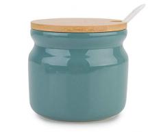 Chase Chic Zuccheriera in Ceramica 230 ml, Formaggiera con Coperchio in Legno e Cucchiaino in Porcellana, Ideale per Cucina, Verde Scuro