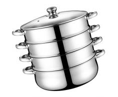 Cabilock Pentola a Vapore in Acciaio Inox a 4 Livelli Pentola Multistrato Cinese Pentola a Vapore a Quattro Strati Pentola per La Cucina Domestica Set Pentola per Zuppa Super Spesso 28 Cm