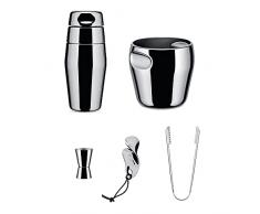 Alessi North Tide L 870SET - Set Shaker di Design per Realizzare Cocktail, Acciao Inossidabile 18/10 Lucido, 5 Pezzi