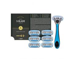 by Amazon Rasoio corpo da uomo a 5 lame con 7 ricariche (Precedentemente marchio Solimo), 7 Unità, blu